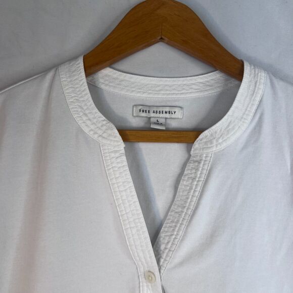 Free Assembly Vneck Cropped Puff Sleeve Semi Sheer White Blouse Size Large - Picture 3 of 10
